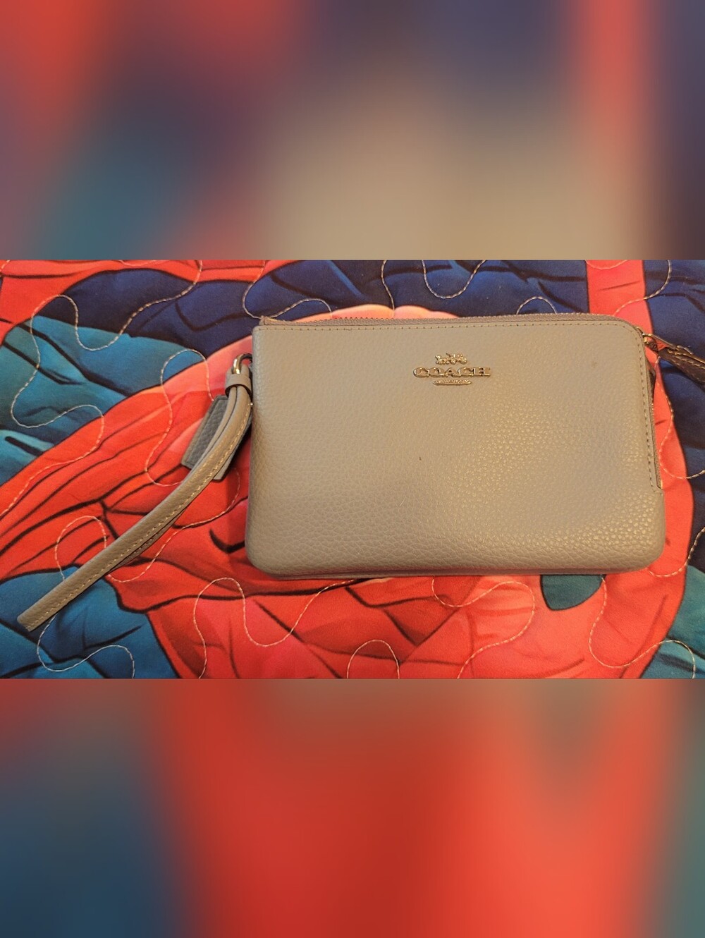 Coach Pebbled Leather Wristlet in Light Blue